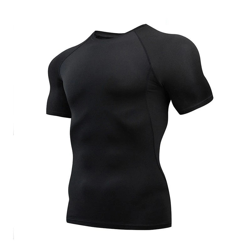 Men's Slim Solid Pattern Athletic Training Tee Shirt Quick Dry Breathable Gym Workout Baselayer Casual Short Sleeve 220 Grams