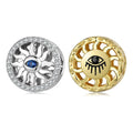 Round Shape Blue Devil Eyes Charm 925 Sterling Silver Beads with clear Zircon for Women Bracelet Charm Wholesale Jewelry Making