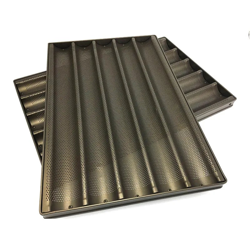 Commercial Bakeware PTFE Nonstick 4/5/6  Slots Aluminum Bread Mold Perforated Baguette Baking Tray French Bread Pan 40*60 cm