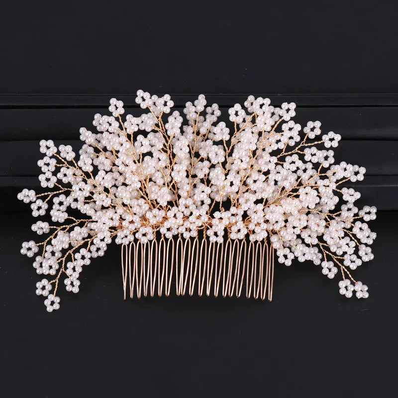 Women Pearl Crystal Bridal Comb Graceful Women Pearl Wedding Head Accessories