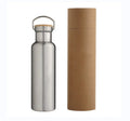 Brand Customized  Bamboo Narrow Mouth Stainless Steel Water Bottle 500ml Vacuum Flasks with Bamboo Lid