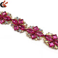 Carnival Pink Fuchsia Gems Crystals Rhinestone Chain Trimming for Costumes Garments Shoes Bags