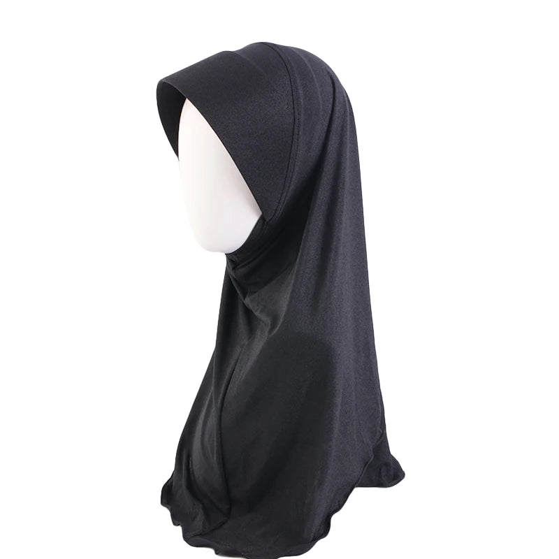 Wholesale Custom Logo Hair Accessories Stretchy Muslim Visor Turban Hijab Solid Color Polyester Spandex Turban for Women