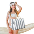 Strong Quality Durable Lightweight Solid Color Beach Tote Canvas Cotton Bag Large Capacity Summer Autumn Zipper Rope Handles for