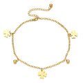 Summer Beach Foot Leg Bells Anklet Jewelry 18k Gold Plated Stainless Steel Cheap Wholesale Four Leaf Clover Anklets for Women
