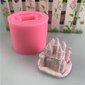 B-3485 3D Three Dimensional Castle Sugar Turning Silica Gel Mold Cake Decoration Castle House Gypsum Glue Dropping Candle Mold