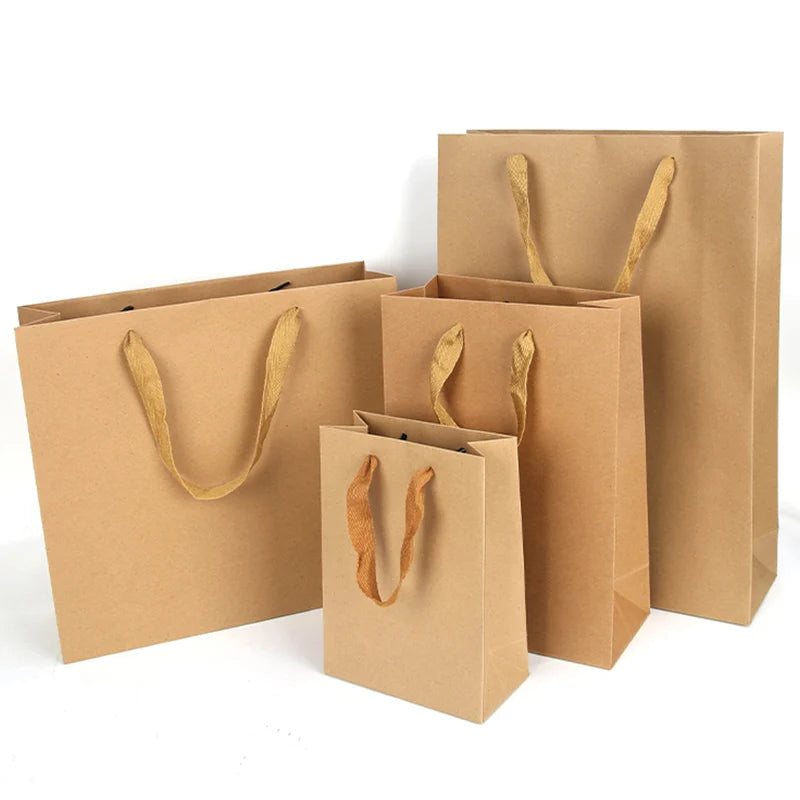 Hot Sale Custom Logo Printed Cheap Recycled Take Away Food Packaging Shopping Brown Kraft Paper Bags for Takeaway