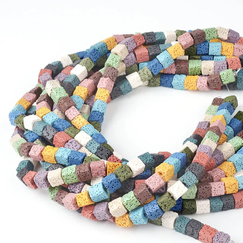 Natural Volcano Lava Stone Cube Square 8mm Loose Crafts Beads Lot for Jewelry Making DIY Bracelet Pendant Accessory