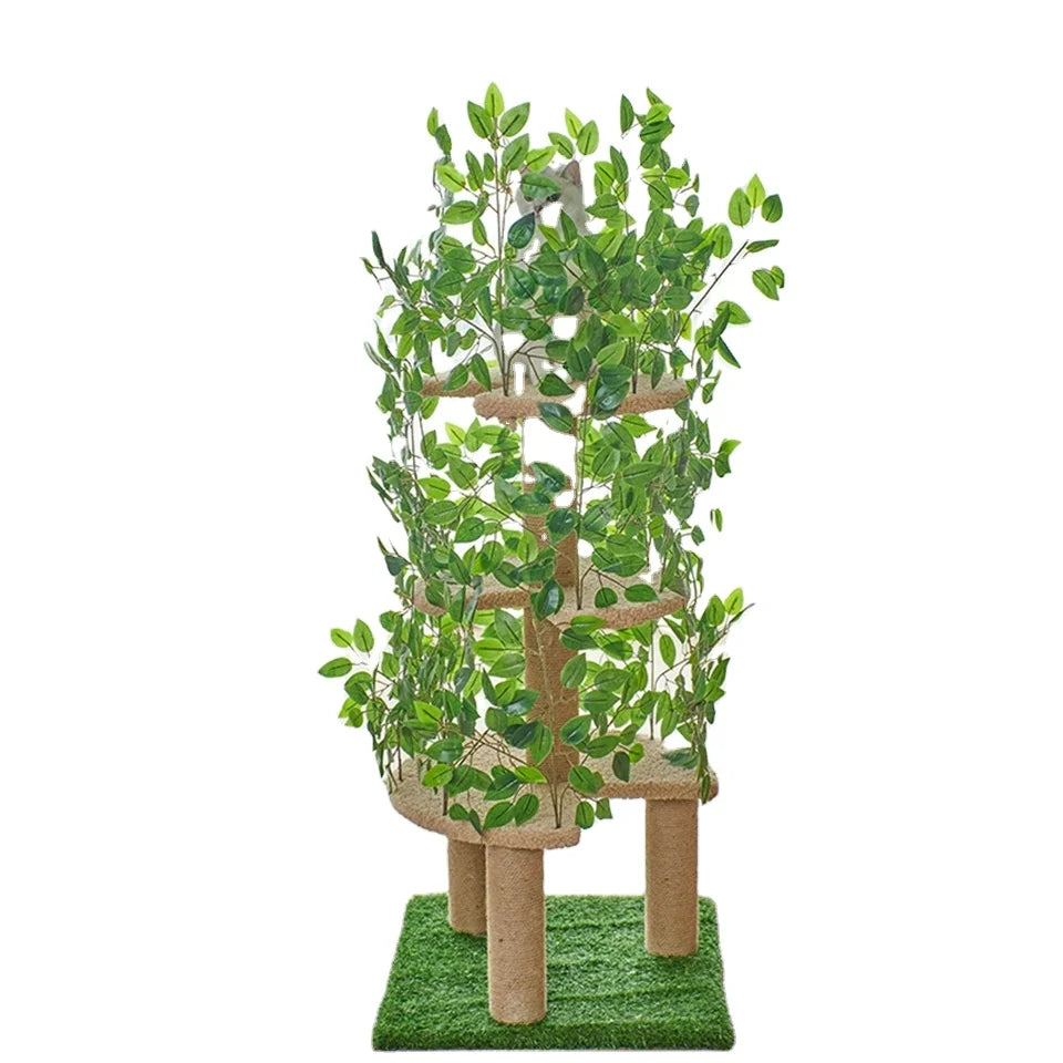 Modern Eco-Friendly Wood Cat Tower Multi-level Pet Climbing Scratcher Sisal Scratching Posts Perches Houses Hammock for Cats