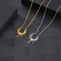 New Design 18k Gold Plated Stainless Steel Necklace Sun Shape Pendant Necklace for Women
