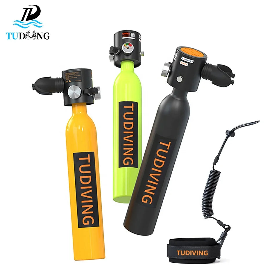 TUDIVING 6Min Mini 0.5L Gas Cylinder Swimming Breathing Head Breath Portable Scuba Underwater Sports Respirator Diving Air Tank