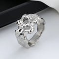 French Style Stainless Steel Irregular Shaped Hammer Ring Opening Hammer Index Finger Ring for Women