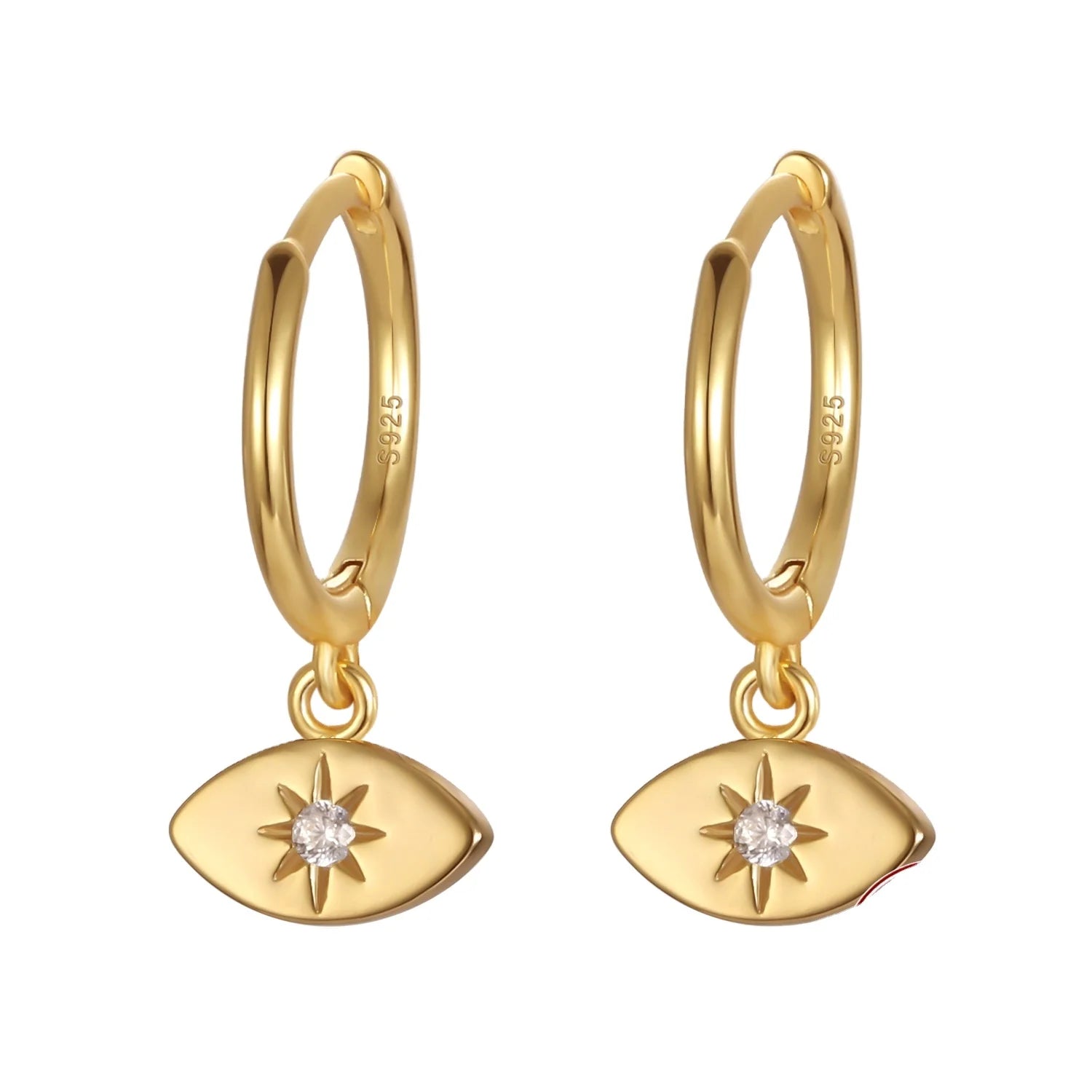 2024 NEW 925 Sterling Silver Shiny CZ Diamond Star Hoop Earrings for Women