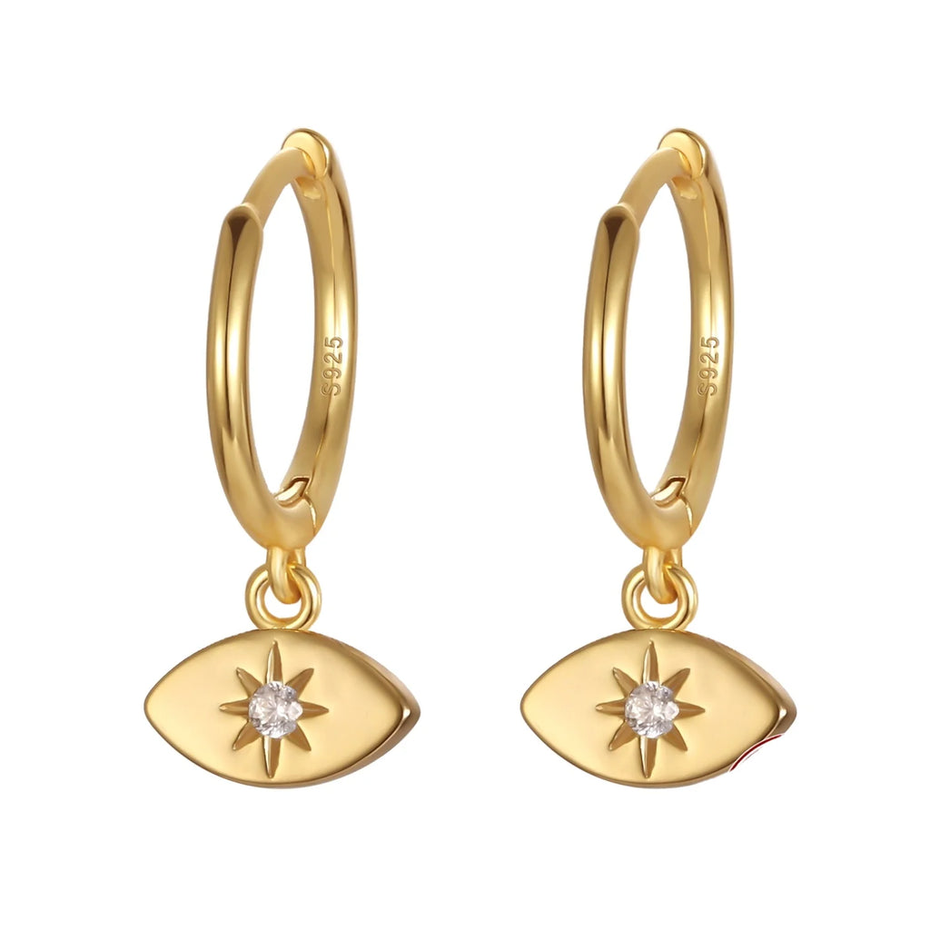 2024 NEW 925 Sterling Silver Shiny CZ Diamond Star Hoop Earrings for Women