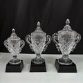Crystal Black Accented Glass Cup Vase Trophy Award MH-J0813