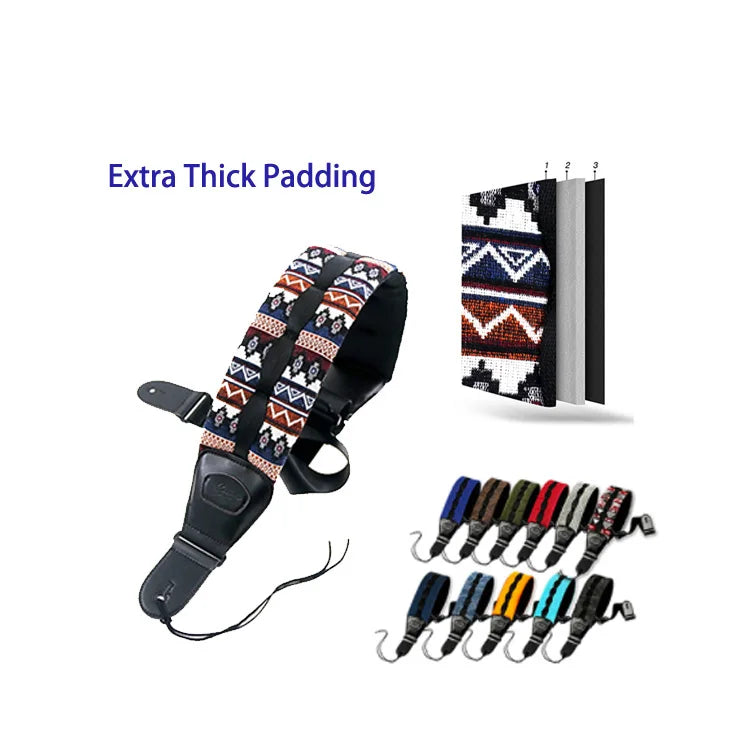 Smiger Brand Memory Foam extra Size Thick Padded Color Electric Acoustic Bass Guitar Strap with Leather Head