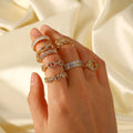 Europe Hot Selling Retro 18K Gold Plated Adjustable Rings Fashion Cubic Zircon CZ Copper Rings for Women