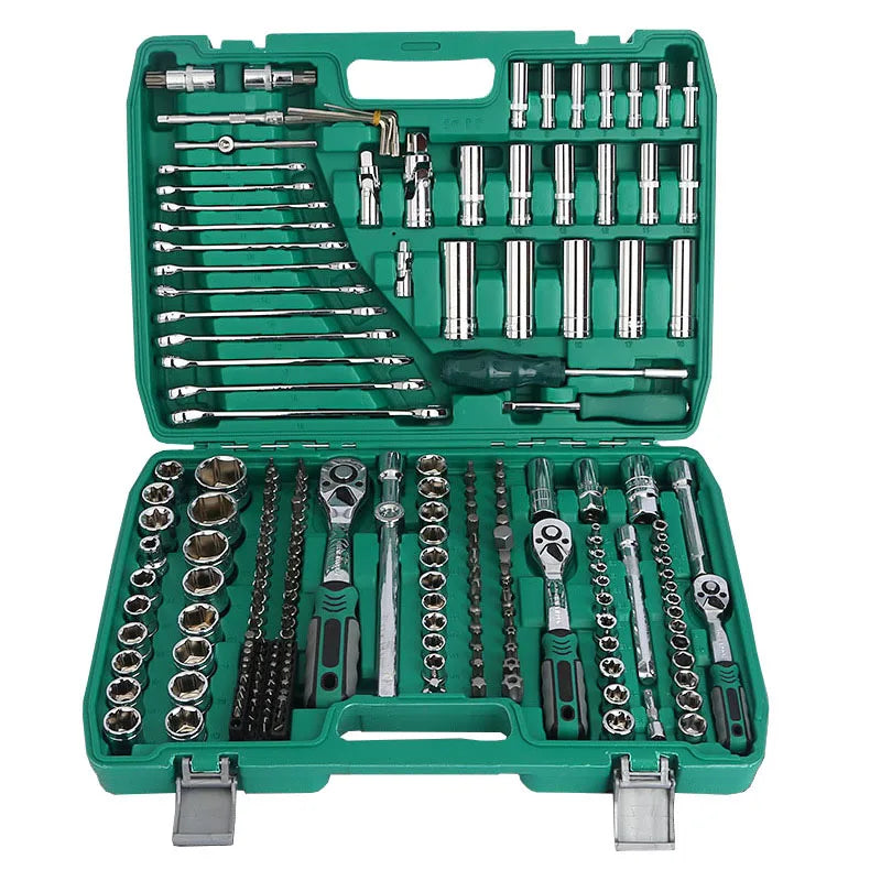 Set of 216pcs Manual Auto Repair Combination Tool Kits Box Spanner Socket Wrench Screwdriver Bits for Cars Motorcycles Bicycles