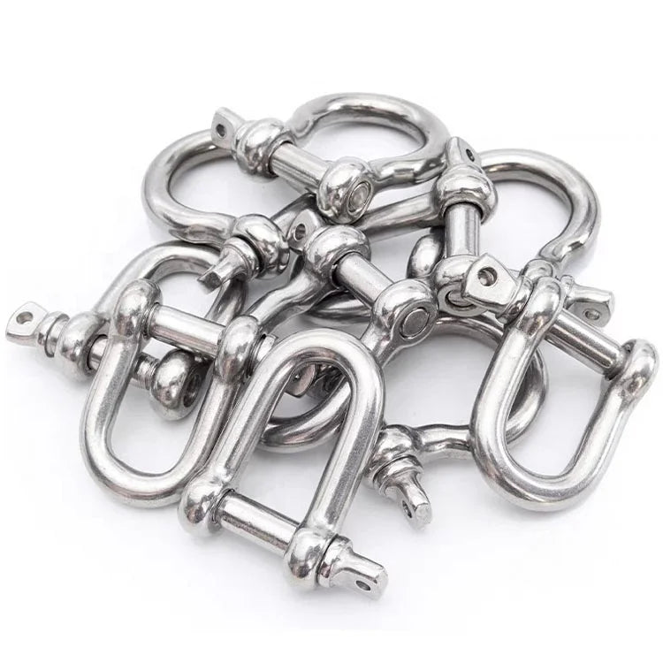 304/316 Stainless Steel Polished Bow Shackle for Mining Heavy Industry Marine Anchor Use Safety Bolt Pin ISO9001 Certified Sizes