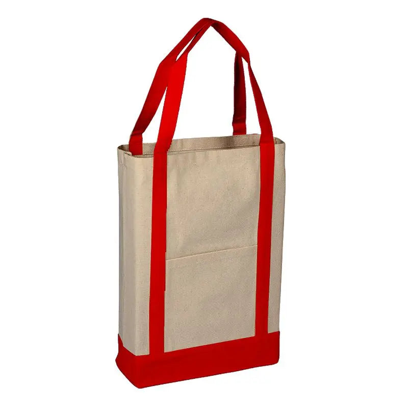 Ruthbag Deluxe 100% Cotton Heavy Canvas Tote Bag Two Tone Design Self Fabric Handles Center Pocket Rope Handle Shopping Bag