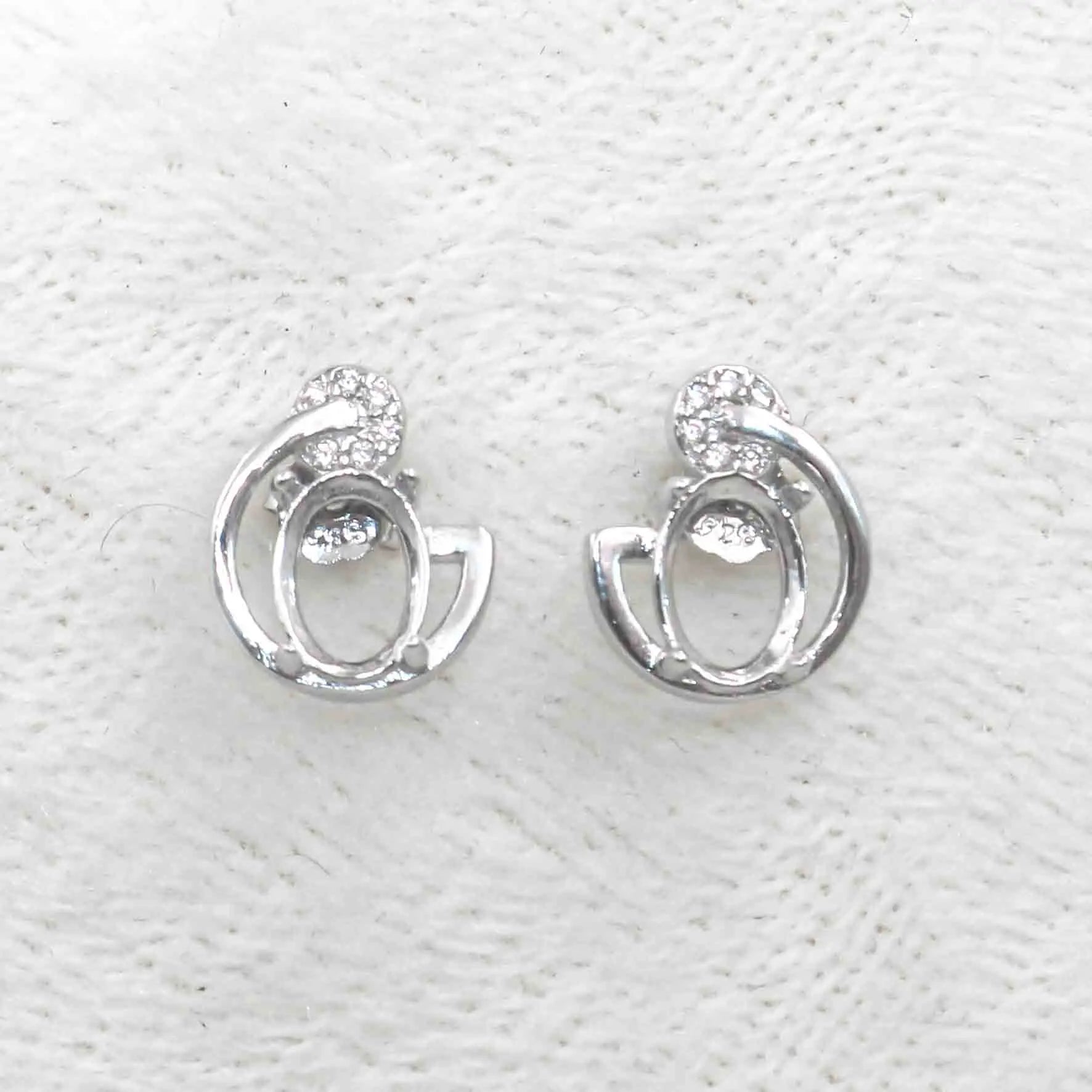 Sterling Silver 5*7mm Semi Mount Stud Earrings Empty Support Blank Claws Setting S925 Base Without Center Stone for DIY Inlay