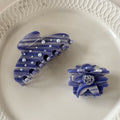 Klein Blue Hair Clip for Women High-End New Acetate Pearl Grip Clip Large Medium Shark Styling Sweet Back Head Accessory