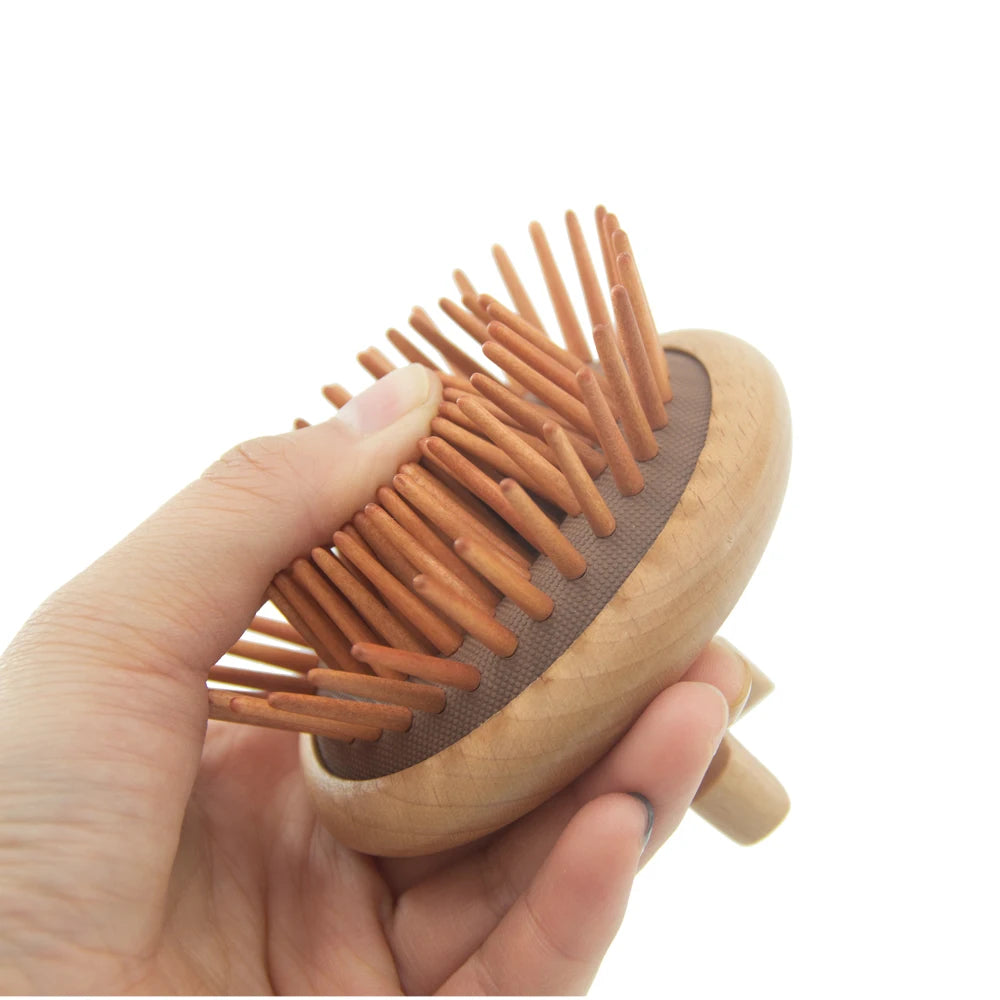 New Arrival Custom Small Bamboo Wood Scalp Massager Hair Brush Mini Detangling Paddle Straightening Travel Compact Design