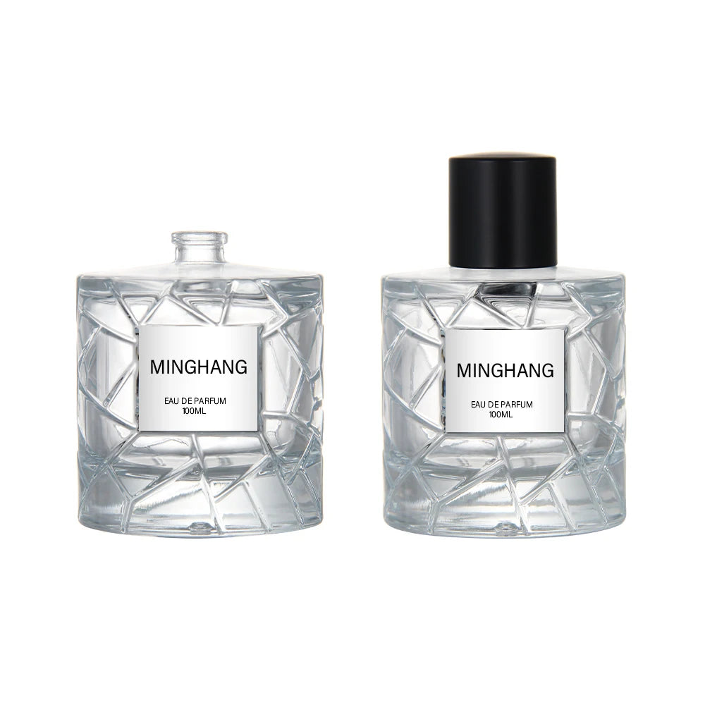 Unique 100ML Round Perfume Bottle Empty Atomizer Mist Spray Perfume Glass Bottle with Sprayer