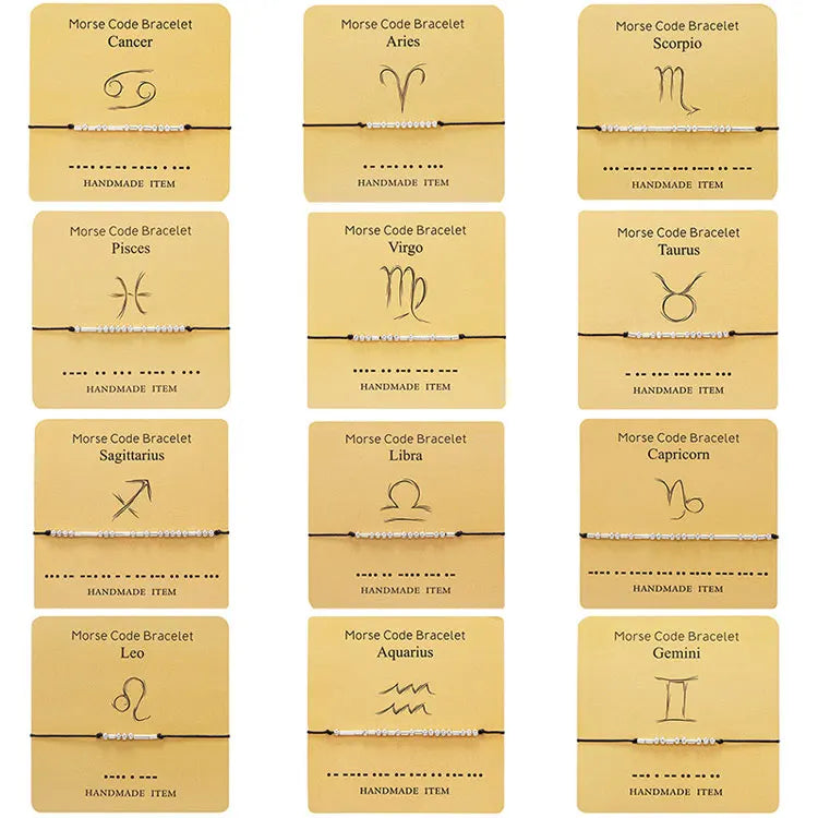 SC Fashion Morse Code Zodiac Sign Bracelet Handmade Beaded Bracelets Jewelry Adjustable Zodiac Sign Morse Code Bracelets Women