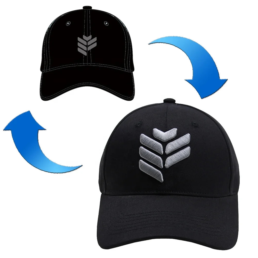 Blank Black Classic Adjustable Curved Brim Slow Rhythm Unisex Plain 6 Panel 100% Cotton High Quality Baseball Cap Custom Logo