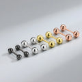3mm 4mm Simple S925 Sterling Silver Bead Stud Earrings with Screw Back Closure Hypoallergenic Classic Ball Ear Studs for Women