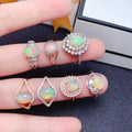 Hot Popular Natural Opal Best Gifi Wedding Engagement Plain Silver Rings Classic Style Rose Gold Plated Oval Cut for Couples