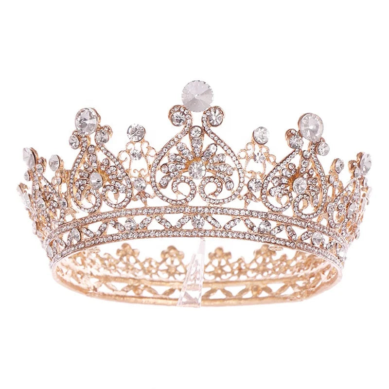 Hot Selling Rhinestone Pageant Crown Full Circle Heart Shape Bridal Tiara Hair Accessories