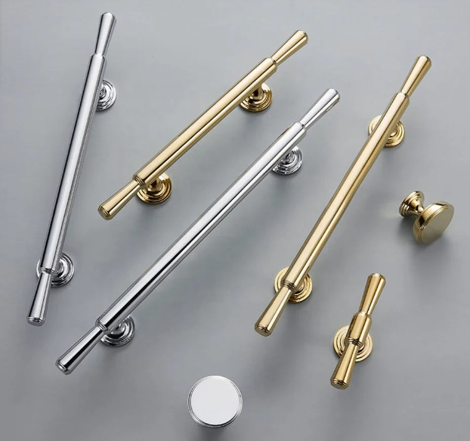 Hot Sale Nordic American Style Copper Chrome Polished Gold Brushed Kitchen Handles Brass Cabinet Pull Drawer Knob