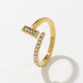 Luxury Engagement Anniversary Party Gift Gold Plated Stainless Steel Wedding Women's Trendy Cubic Zirconia Ring