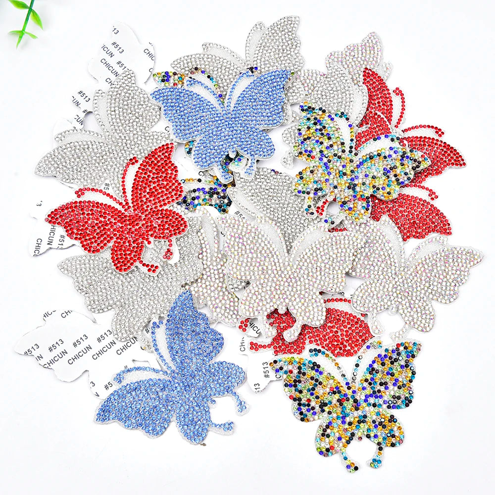 Self Adhesive Rhinestone Animal Applique Butterfly Crystal Sticker for Wedding Home Cars Phone Case Jewelry Box Decoration