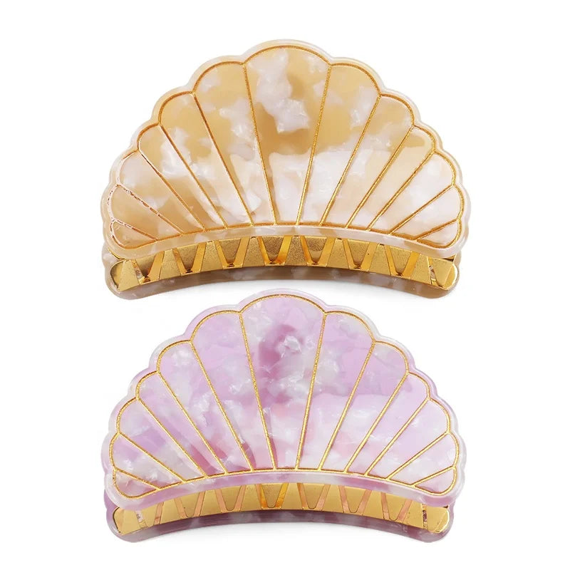 Ins Hot Scallop Hair Clip Bobby Pins Geometric Acetate Claw Clips Two Size Spot Wholesale Popular Hair Claw