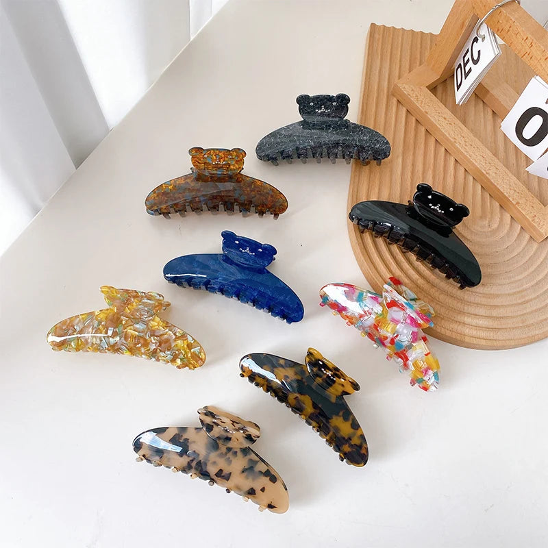 Korean New Arrival Retro Hair Accessories extra Large 12.5cm Acetate Rhinoceros Bear Hair Claws