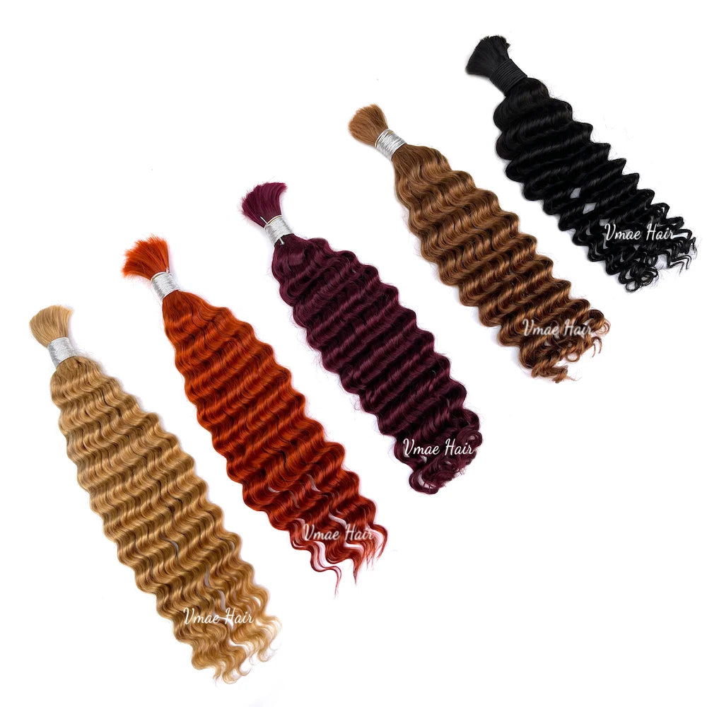 VMAE Remy Cuticle Aligned No Weft Virgin Hair Bulk Wholesale Deep Wave Afro Kinky Curly Weave Bulk Human Hair for Braiding