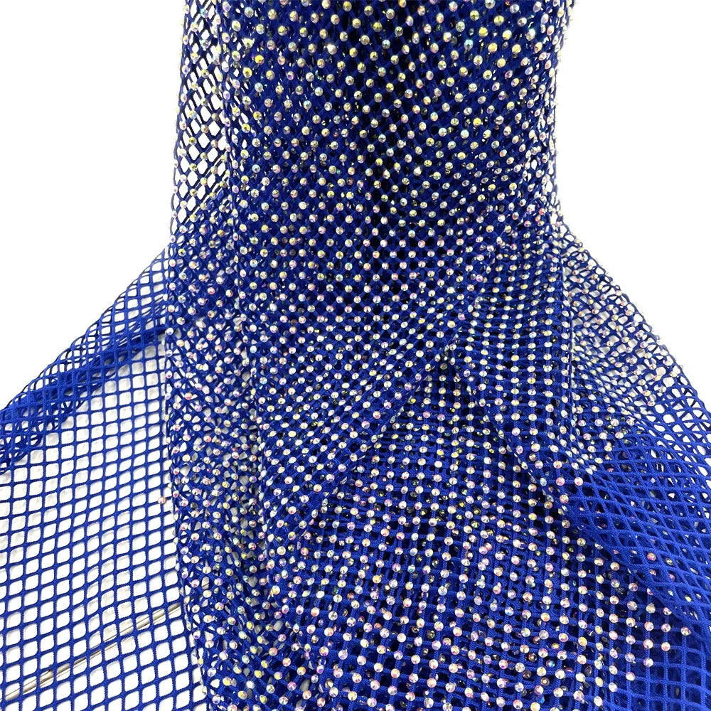 S555 New Rhinestone Mesh Stretch Mesh Rhinestone Fabric Crystal Net Fabric for Clothing