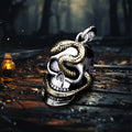 Gold Plated Retro Personality Punk Jewelry Men's Trendy 925 Sterling Silver Python Skull Charm Hiphop Pendant Wholesale