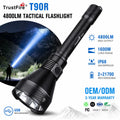TrustFire T90R 4800LM LED Tactical Flashlight 1600m Long Range USB Rechargeable IP68 Waterproof Torch for Hunting Search Outdoor