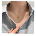Retro 18K Gold Plated Stainless Steel Heart Necklace for Valentines Gift
