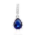 Beautiful 925 Sterling Silver Crystal Pendants Water Drop Shape Blue Sapphire Fashion Pendant