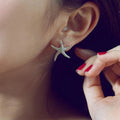 Huitan Vivid Starfish Full Zircon Stud Earrings Daily Fashion Girls Women Bling Bling Star Earring Lovely