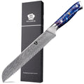 WILDMOK Damascus Serrated Steel Bread Knife 8 Inches Serrated Bread Knife Ergonomic Full Tang Resin Handle
