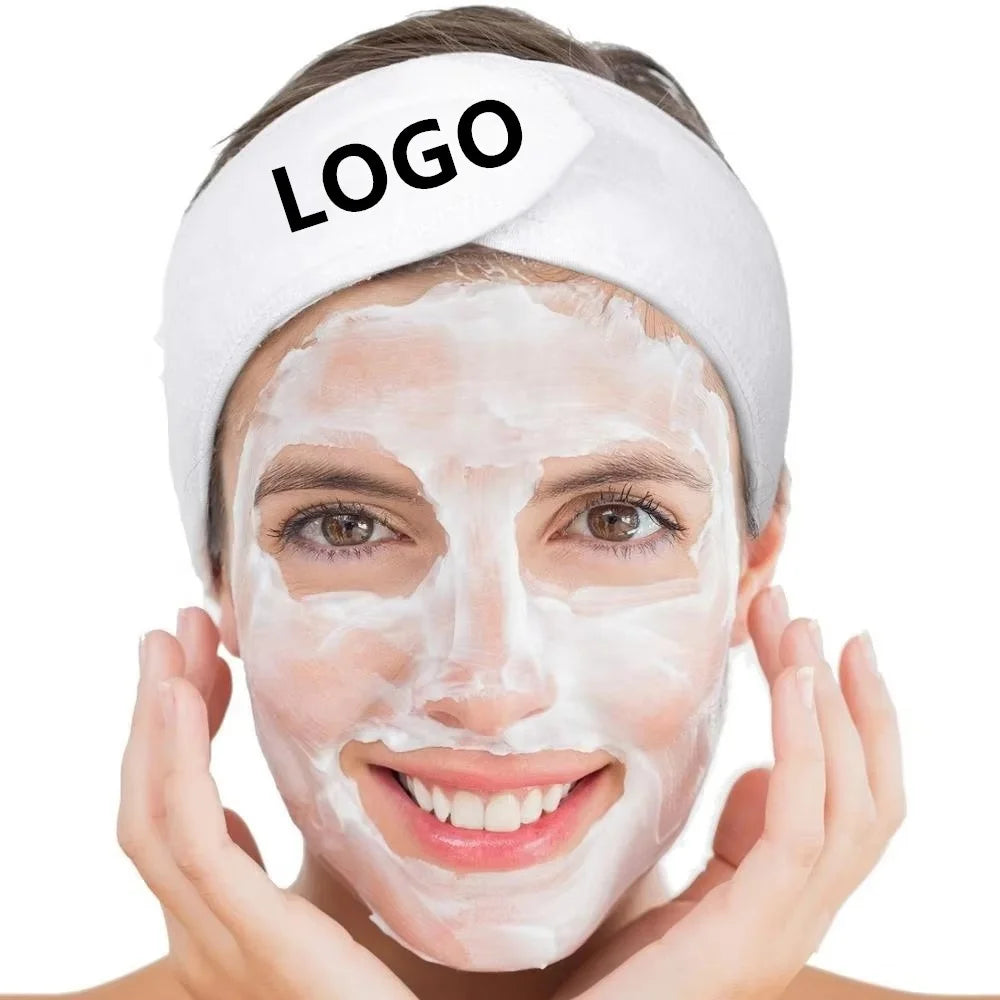 Custom Logo Size Mix Colors Women's Spa Cotton Polyester Headband Custom Embroidered Logo Washing Face Headband