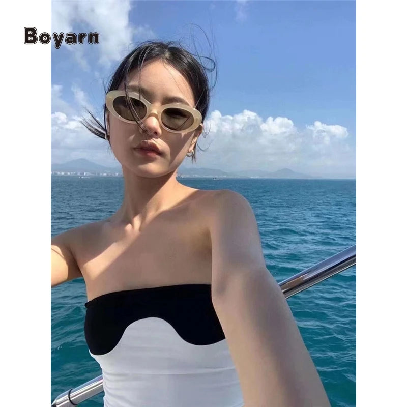 Boyarn 2202 Wholesale Small Frame Designer Retro Pc Eyewear Women Popular Cat Eye Sunglasses 2022 Gafas De Sol Mens Sun Glasses