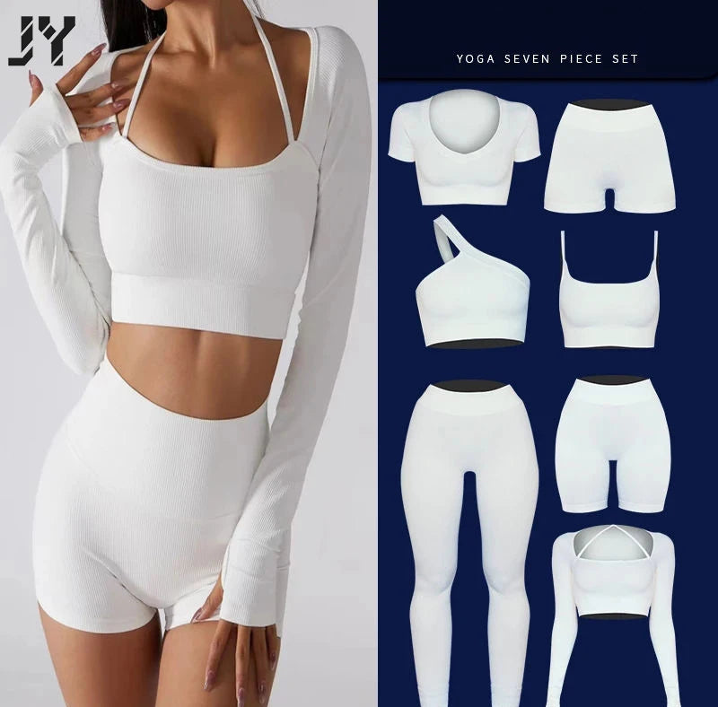 Joyyoung Fitness Wear Workout Clothing Sport Suit Seamless Yoga Gym Set Women