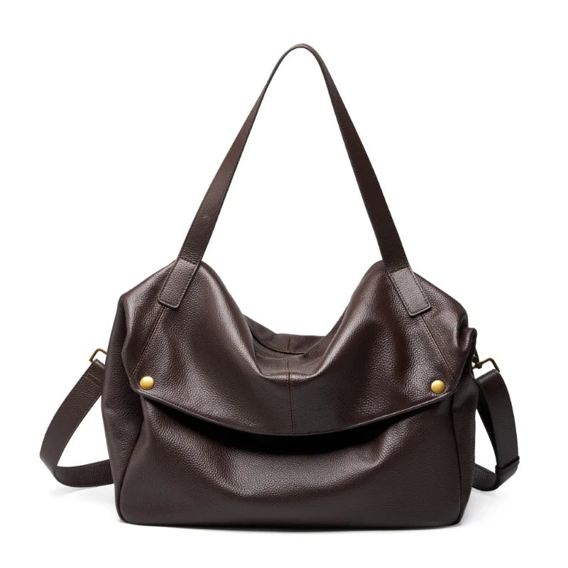 European and American Style Women's Crossbody Shoulder Bag New Genuine Cowhide Large Capacity with Zipper Closure Ladies Bag